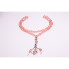 Muslim Glass Crystal Rosary for Tasbih 99 grains (Translucent Pink Col.)