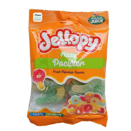 Jellopy fizzy pacifien fruit flavour gums. Halal 100% yummy