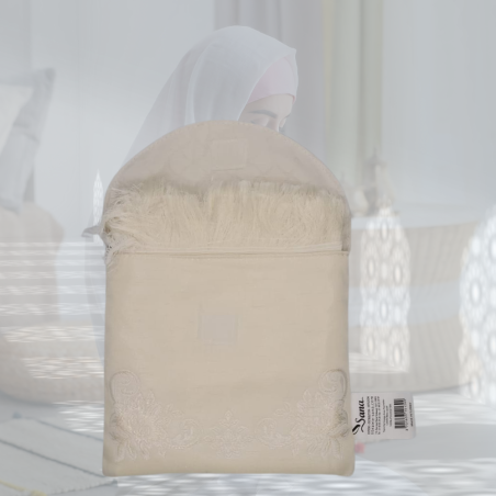 Prayer mat with pocket for travel for women (Off-White)