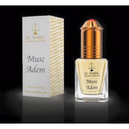 El Nabil Musc Adem– Parfum concentré sans alcool pour homme- Flacon roll-on de 5 ml